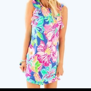 Lilly Pulitzer Esmeralda Beckon blue jungle utopia dress size L